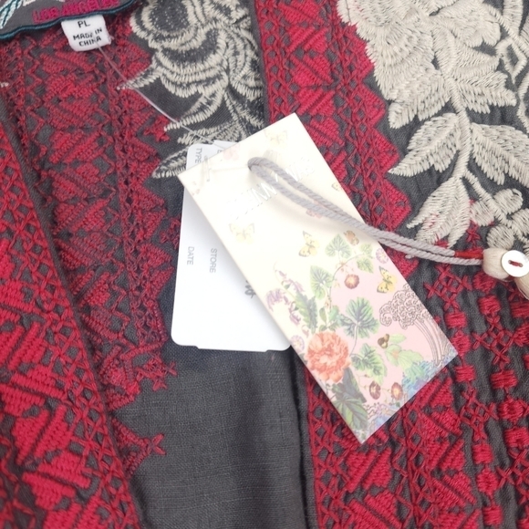 New Johnny Was Charcoal Camille Draped Embroidered Cream Red Cardigan Sz… - Picture 6 of 16